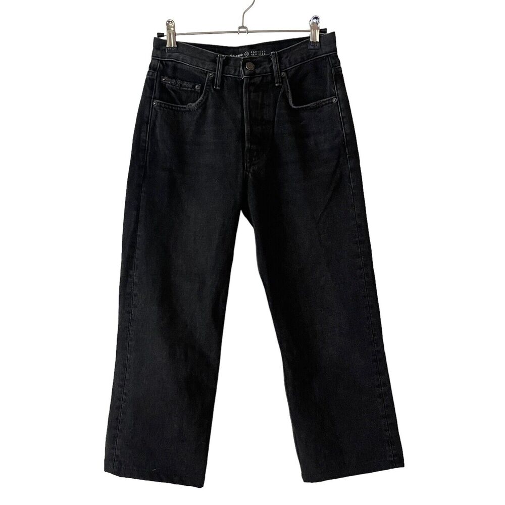 GRLFRND xo Barneys 24 Linda Jeans High Rise Aged Black Cropped Button Fly